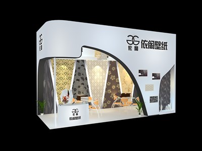 21平米展臺設計制作：二面開口/現(xiàn)代/木質(zhì)結(jié)構(gòu)/白色，為建材展展商而作（免費使用）