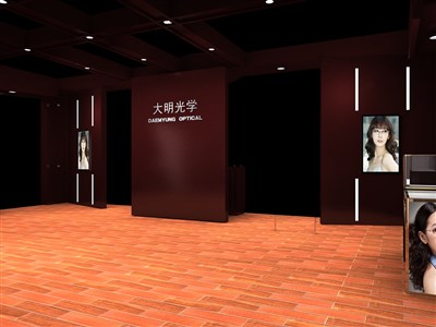 120平米展臺(tái)設(shè)計(jì)制作：二面開(kāi)口/現(xiàn)代/木質(zhì)結(jié)構(gòu)/咖啡色，為眼鏡展展商而作（免費(fèi)使用）