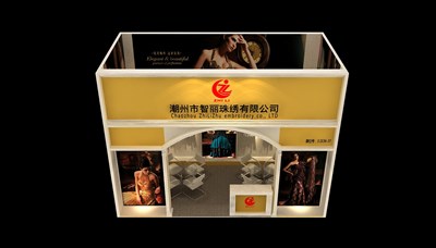 18平米展臺設(shè)計制作：一面開口/現(xiàn)代/木質(zhì)結(jié)構(gòu)/黃色，為服裝展展商而作（免費使用）