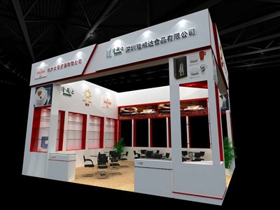 42平米展臺設計制作：二面開口/現(xiàn)代/木質結構/白色，為食品展展商而作（免費使用）
