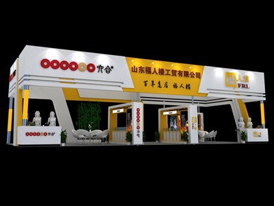 90平米展臺設計制作：四面開口/現(xiàn)代/木質結構/彩色，為美博會展商而作（免費使用）