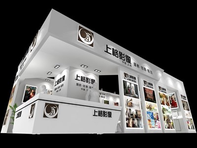 60平米展臺(tái)設(shè)計(jì)制作：三面開口/現(xiàn)代/木質(zhì)結(jié)構(gòu)/白色，為美博會(huì)展商而作（免費(fèi)使用）