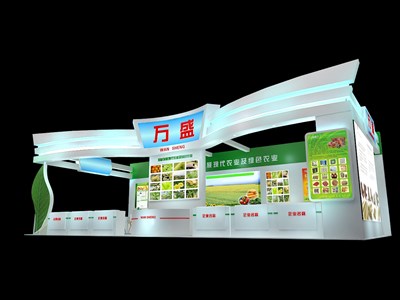 105平米展臺(tái)設(shè)計(jì)制作：一面開(kāi)口/現(xiàn)代/木質(zhì)結(jié)構(gòu)/綠色，為農(nóng)交會(huì)展商而作（免費(fèi)使用）