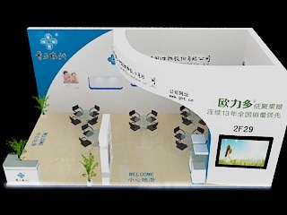 66平米展臺設計制作：二面開口/現(xiàn)代/木質結構/白色，為食品展展商而作（免費使用）