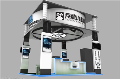 36平米展臺設(shè)計制作：四面開口/現(xiàn)代/木質(zhì)結(jié)構(gòu)/黑色，為家電展展商而作（免費使用）