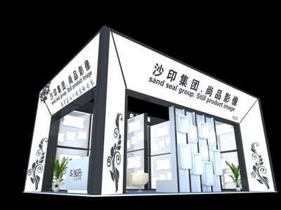 54平米展臺設計制作：二面開口/現(xiàn)代/木質結構/白色，為綜合展展商而作（免費使用）