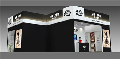 81平米展臺設計制作：一面開口/現(xiàn)代/木質(zhì)結(jié)構/黑色，為建材展展商而作（免費使用）