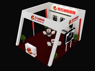 42平米展臺設(shè)計制作：三面開口/現(xiàn)代/木質(zhì)結(jié)構(gòu)/黑色，為能源展展商而作（免費(fèi)使用）