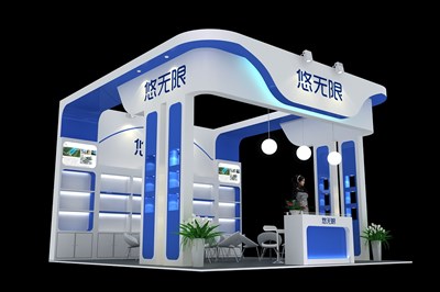 36平米展臺設(shè)計制作：三面開口/現(xiàn)代/木質(zhì)結(jié)構(gòu)/白色，為食品展展商而作（免費使用）