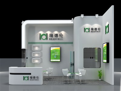 24平米展臺設(shè)計制作：二面開口/現(xiàn)代/木質(zhì)結(jié)構(gòu)/白色，為美博會展商而作（免費使用）