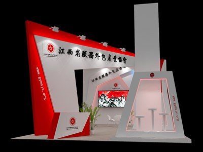 57平米展臺(tái)設(shè)計(jì)制作：四面開(kāi)口/前衛(wèi)/木質(zhì)結(jié)構(gòu)/紅色，為工藝品展展商而作（免費(fèi)使用）